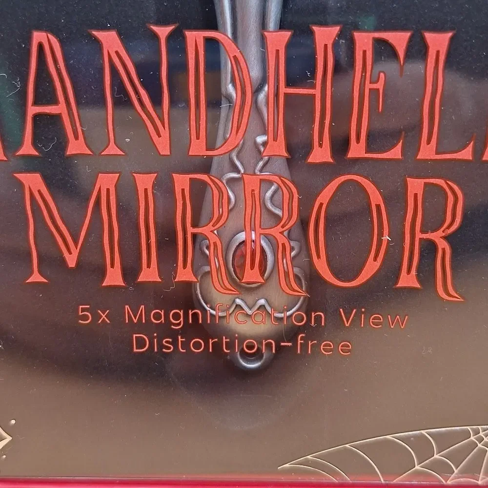 Skull magnifying handheld mirror witchy looking glass